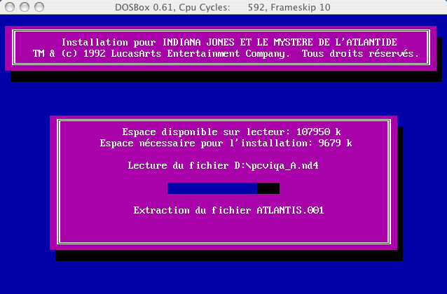 Installation de Indiana Jones et le Mystère de l'Atlantide dans DOSBox