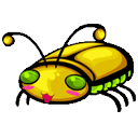 Logo de Mednafen représentant un insecte jaune et vert aux yeux rouges