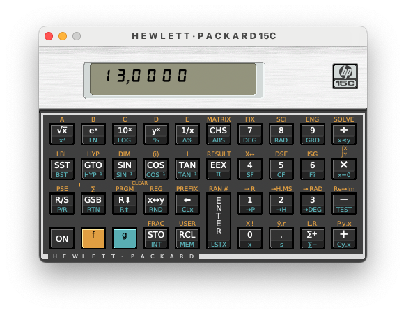 Screenshot d'HP-15C