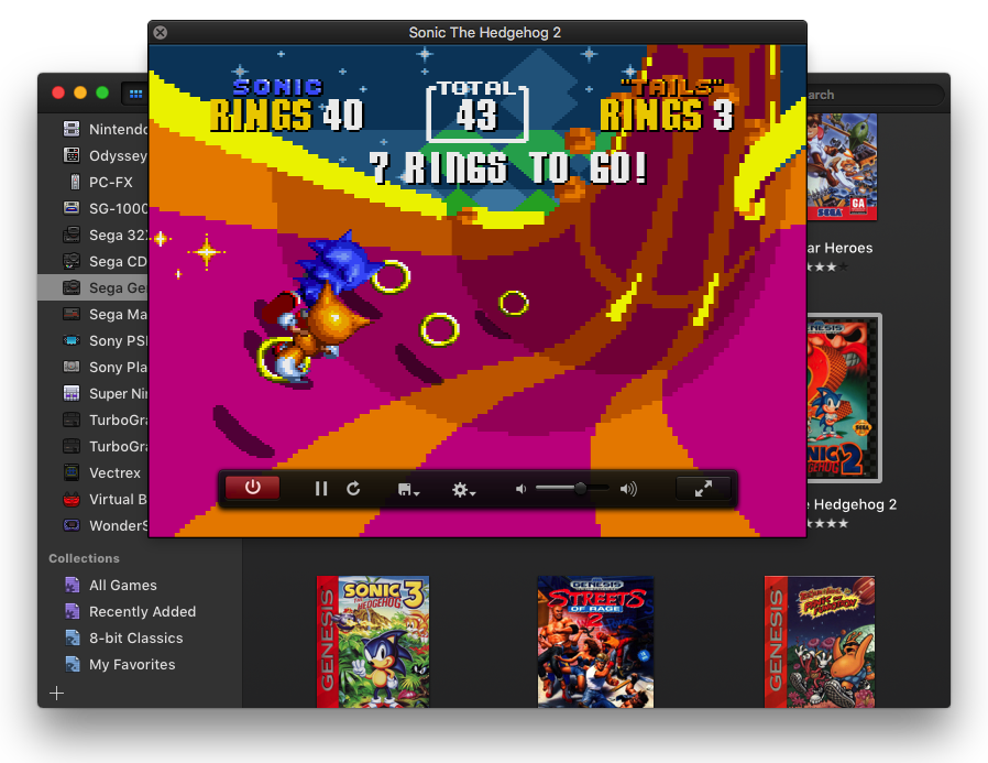Sonic dans une fenêtre d'OpenEmu