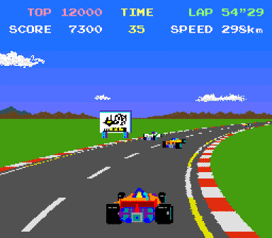 Course automobile en vue arrière dans F-Zero, avec plusieurs véhicules et virage à droite