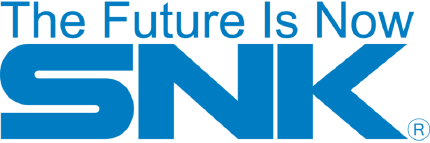Logo SNK bleu avec la mention « The Future Is Now » et symbole de marque déposée